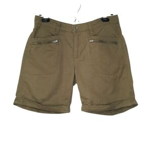 Horny Toad Olive Green Casual Shorts Linen Cotton Womens Size 6